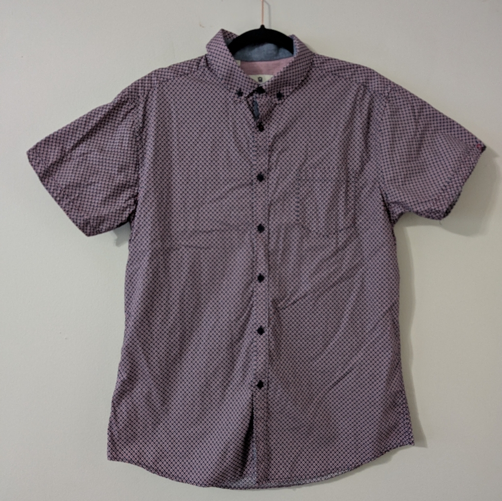 Steel And Jelly Casual Button Down Shirt L Red Lightweight Made With Cotton Tee